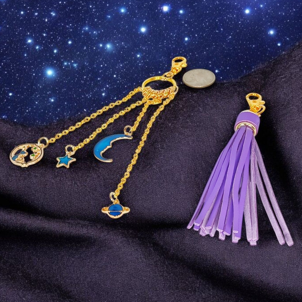 Celestial Bag Charm Purse Jewelry Tassel Spacecore Jane Birkin Galaxycore 2000s - Picture 8 of 14